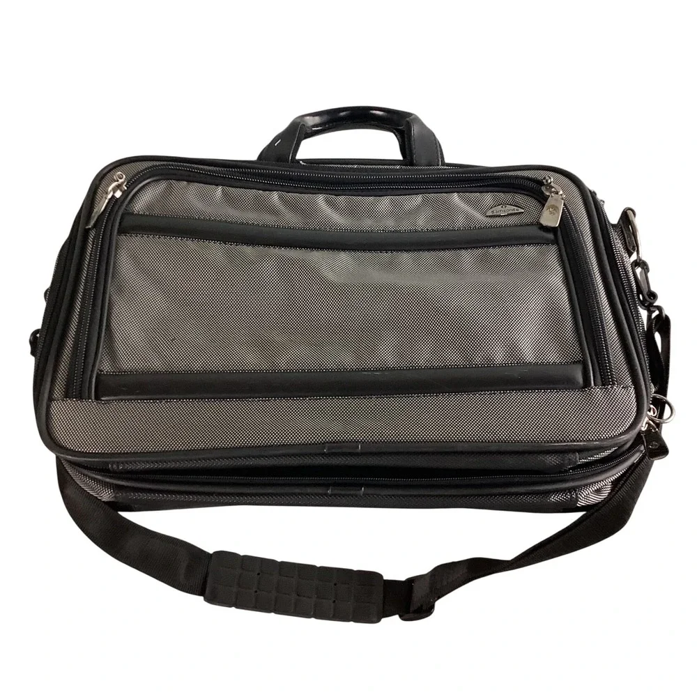 Samsonite Black Grey Ballistic Nylon Laptop Briefcase Travel Messenger Bag